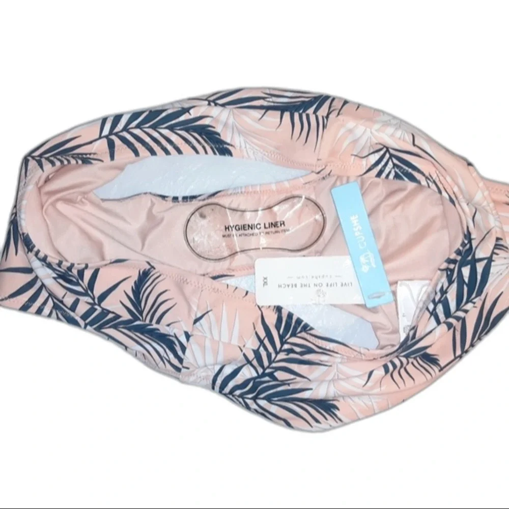 Cupshe XXL Floral Leaf Print High Leg Cheeky Bikini NWT